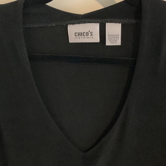 Chico's Elegant Black Long Sleeve V-Neck Top - Picture 2 of 3